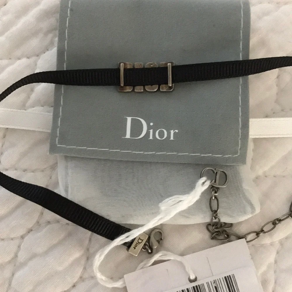 Dior Choker Necklace, Logo in Rusty Blue, OS - Picture 4 of 5